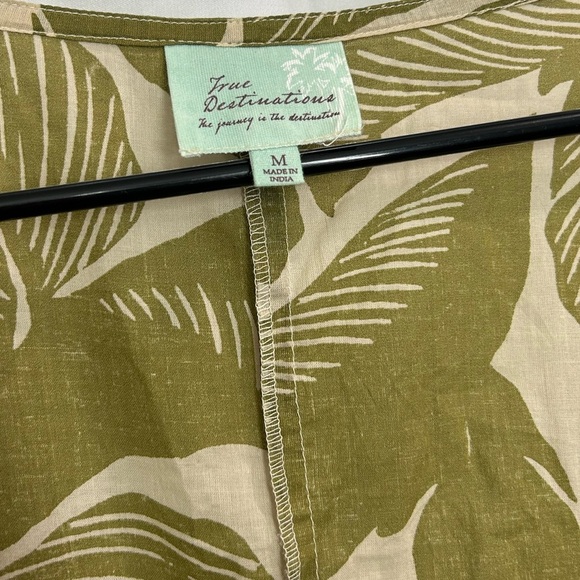 True Destinations Palm Print Belted Kaftan Swimsuit Dress Coverup - Picture 5 of 5